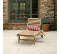 Charles Bentley Wooden Teak Garden Reclining Sun Lounger, Brown