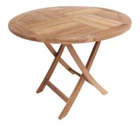 Charles Bentley Solid Wooden Teak Round 2-4 Seater Table Garden Foldable Patio
