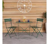 CHARLES BENTLEY Square Folding Powder Coated Steel Bistro Set For Patio, Garden, Balcony, Decking, Stylish, Outdoor Furniture, Rustproof, 2 Person,