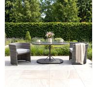 Charles Bentley St Tropez Rattan Bistro Set - Grey Compact Chat Set for Two