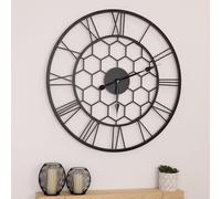 CHARLES BENTLEY Stanwick Round Skeleton Wall Clock, Black 90x90x4.5cm