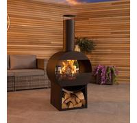 Charles Bentley Steel Modern Chimenea Patio Heater, Black 129cm