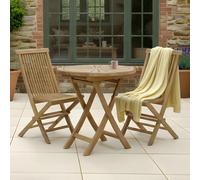 Charles Bentley Teak Folding Bistro Table Sundial Top, Brown