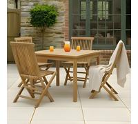 Charles Bentley 4 Seater Teak Wood Square Slatted Garden Dining Table - Brown - Wilko