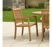 Charles Bentley Set of 2 Teak Wood Slatted Stacking Garden Dining Chair - Size: 2 Seater - Brown - Wilko