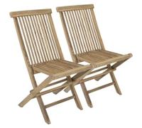 Charles Bentley Pair of Solid Wooden Teak Folding Chairs – Outdoor Garden Patio