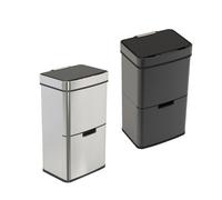 CHARLES BENTLEY Kitchen Bin, Triple Compartment, Black, 62 Litre, Sensor Bin, Recycle, Waste, Rubbish, Trash, Bucket, Soft Close, Timer, Automatic Lid, Manual Function, Anti Fingerprint (74.5x42x31.5)