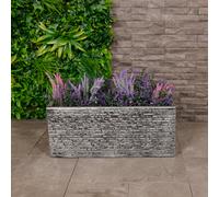 Charles Bentley Trough Slate Planter Plastic Plant, H25 x L60 x W25.5cm