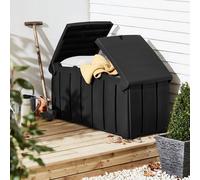 CHARLES BENTLEY 322L Storage Box, Black, Butterfly Lid, Weatherproof, Robust Padlock Hole, Large Capacity, Water Resistant, Robust, Polypropylene, Outdoor, Indoor, Ribbed Lid, Accessory (115x60x55cm)