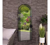 Charles Bentley Warsaw Arch Mirror in Black, Weather Resistant, Shatterproof, Wall Mounted Accent Mirror Décor For Garden, Indoors, Iron, Aluminium (155x64.5cm)