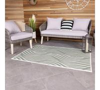 CHARLES BENTLEY Green Wave Lightweight Weatherproof Indoor/Outdoor Rug Plastic Garden Lightweight UV Resistant Recycled Material Mat For Balcony Beach BBQ And More (120x170cm)