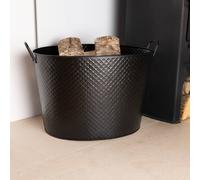 Charles Bentley Willow Fireside Log Bucket Iron Oval Opening Black Matte Finish | Size: Large Charles Bentley Black Large