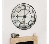 Charles Bentley Windermere Indoor Outdoor Mirrored Skeleton Wall Clock, Black
