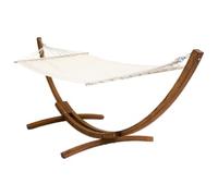 Charles Bentley Wooden Garden Hammock with Arc Stand - Cream