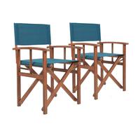 Charles Bentley Wooden Pair of Folding Directors Chairs - Cream, Grey, Teal in Blue Charles Bentley Blue