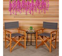 Charles Bentley Wooden Pair of Folding Directors Chairs - Cream, Grey, Teal in Grey Charles Bentley Grey