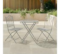 Charles Bentley Wrought Iron Bistro Set - Grey, Grey