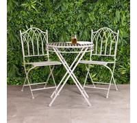 Charles Bentley Wrought Iron Bistro Set Metal Outdoor Garden Patio Set With Rust Proof Finish In Grey