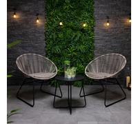 CHARLES BENTLEY Zanzibar Tea for Two Bistro Set, Grey Cafe Style, 2 Chairs, 1 Side Table, Furniture, Indoor, Outdoor, Patio, Balcony Seating For