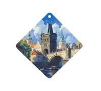 Charles Bridge in Prague Czechrepublic (4) Car Air Freshener Decorative Hanging Aromatherapy Tablets for Car Trucks Rhombus