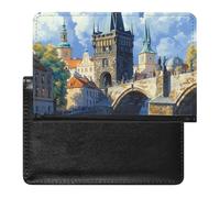 Charles Bridge in Prague Czechrepublic (4) Passport Holder for Men Women PU Leather Passport Cover Travel Wallet