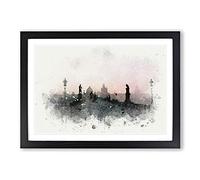 Charles Bridge in Prague in Abstract Framed Print | A2 Black Framed Wall Art | Ready to Hang | Abstract Cityscape Picture | Living Room Bedroom Lounge Office