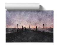 Charles Bridge In Prague Vol.2 Painting | Unframed Wall Art Print | Ready to Frame Poster | Modern Home Decor Picture | Artwork for Living Room, Bedroom, Kitchen or Office | A3 (29.7x42 cm)