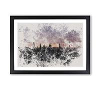 Charles Bridge in Prague Vol.2 Watercolour Framed Print | A2 Black Framed Wall Art | Ready to Hang | Modern Cityscape Picture | Living Room Bedroom Lounge Office