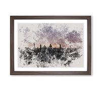 Charles Bridge in Prague Vol.2 Watercolour Framed Print | A2 Walnut Framed Wall Art | Ready to Hang | Modern Cityscape Picture | Living Room Bedroom Lounge Office