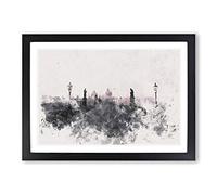Charles Bridge in Prague Watercolour Framed Print | A2 Black Framed Wall Art | Ready to Hang | Modern Cityscape Picture | Living Room Bedroom Lounge Office