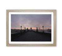 Charles Bridge Prague Czech Republic (1) Framed Print | A2 Oak Framed Wall Art | Ready to Hang | Modern Cityscape Picture | Living Room Bedroom Lounge Office