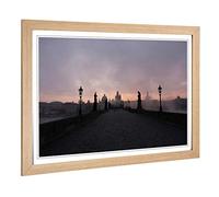 Charles Bridge Prague Czech Republic Framed Wall Art Print A2 Oak