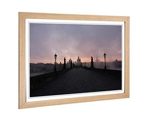 Charles Bridge Prague Czech Republic Framed Wall Art Print A2 Oak