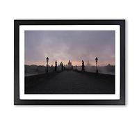 Charles Bridge Prague Czech Republic No.1 Modern Framed Print | A2 Black Framed Wall Art | Ready to Hang | Modern Cityscape Picture | Living Room Bedroom Lounge Office