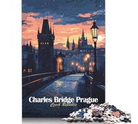 Charles Bridge Prague Puzzles Jigsaw Puzzle 500 Pieces for Adults Creative Jigsaw Puzzles Difficult Puzzle Challenging Game Gift Toys Teens Family Puzzles 500pcs (52x38cm)