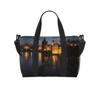 Charles Bridge Printed Tote Travel Bag With Adjustable Shoulder Strap Suitable For Travel And Sports
