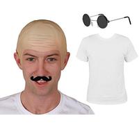 CHARLES BRONSON FANCY DRESS COSTUME BALD CAP TOFF TASH BLACK GLASSES WHITE TEE SHIRT