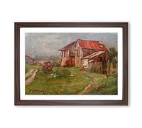 Charles Conner The Old Sheds Framed Print | A2 Walnut Framed Wall Art | Ready to Hang | Modern Nature Picture | Living Room Bedroom Lounge Office