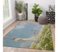 Charles Courtney Curran Style Area Rug for Bedroom Happy People in the Flower Field Prints Floor Mat for Home Soft Indoor Carpet 160x200cm
