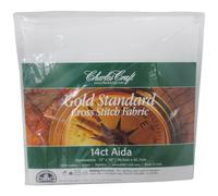 Charles Craft Gold Standard Aida 14 Count 12"X18", White