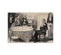 Charles Dana Gibson 1898 The Education of Mr. Pipp Victorian Era Wall Art Print Featuring Elegantly Dressed Figures in A Social Gathering Scene Canvas Wall Art Prints Photo Picture Paintings Room Dec