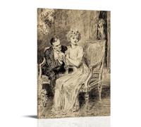 Charles Dana Gibson The Proposal Poster - Late 19th Century American Illustration Wall Art Featuring Elegant Couple in Intimate Scene Home Decor Wall Art Hanging Picture Print Bedroom Decorative Paint