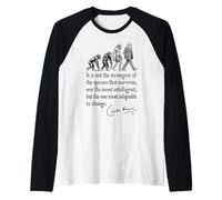 Charles Darwin Evolution Responsive To Change Funny Quote Raglan Baseball Tee