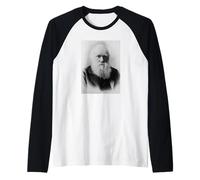 Charles Darwin Portrait Evolution Scientist Naturalist Raglan Baseball Tee