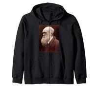 Charles Darwin Portrait Evolution Scientist Naturalist Zip Hoodie