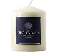Charles Farris Luxury Ivory Wrapped Pillar Candle (4" x 4") - Made in UK - 60+ Hours Burn Time - Ideal for Weddings, Christmas, Dining, Celebration Events & Easter