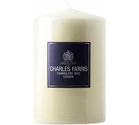 Charles Farris Luxury Unscented Ivory Wrapped Pillar Candle (4" x 6") - Made in UK - 90+ Hours Burn Time - Ideal for Weddings, Christmas, Dining & Celebration Events