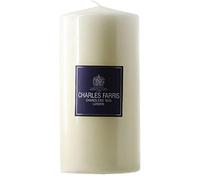 Charles Farris Luxury Unscented Large Ivory Wrapped Pillar Candle (4" x 8") - Made in UK - 120+ Hours Burn Time - Unscented Premium Candle for Weddings, Christmas, Dining & Celebration