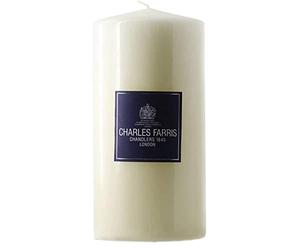 Charles Farris Luxury Unscented Large Ivory Wrapped Pillar Candle (4" x 8") - Made in UK - 120+ Hours Burn Time - Unscented Premium Candle for Weddings, Christmas, Dining & Celebration