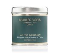 Charles Farris Winter Evergreen Luxury Scented Tin Candle - Eucalyptus, Pine, Cranberry & Cedar - Hand-Poured in England - 40 Hours+ Burn Time